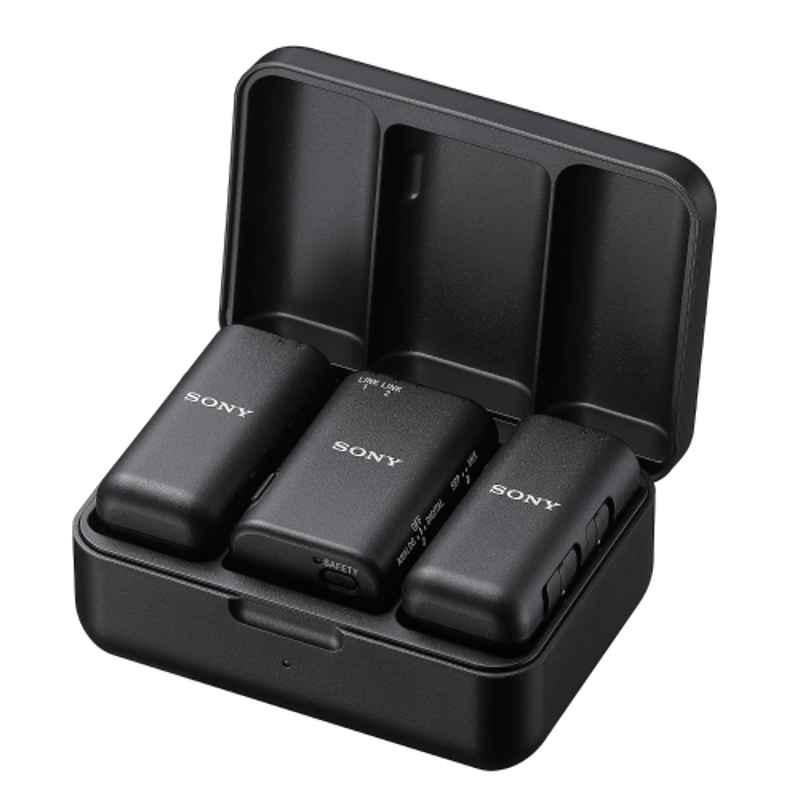 Sony ECM-W3 16dB 20Hz-20kHz Black Dual-Channel Wireless Camera Microphone with Charging Case for Digital Recording, Content Creation & Vlogging, ECM-W3//C IN