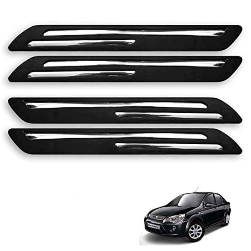 Kozdiko 4 Pcs Rubber Black Double Chrome Strips Car Bumper Protector Guard Set for Ford Fiesta Classic