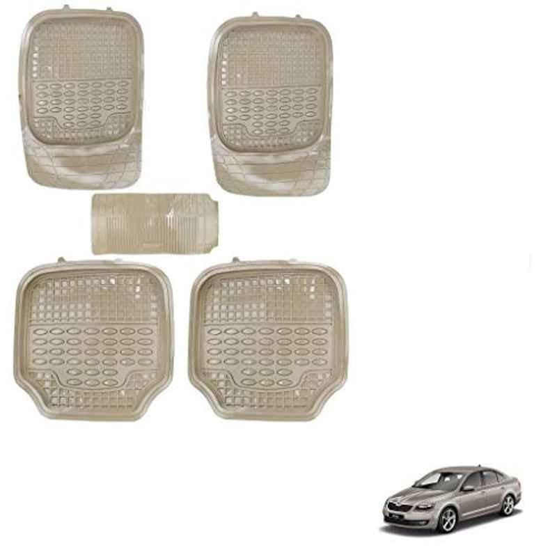 Kozdiko 5 Pcs 4G Beige Rubber & PVC Heavy Car Foot Mat Set for Skoda Octavia 2013-Present, koz_81013