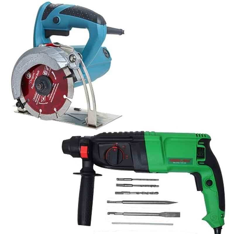 Camron Pro 1700W 125mm Heavy Duty Marble Cutter with Blade & 26mm 800W Hammer Drill Machine Combo