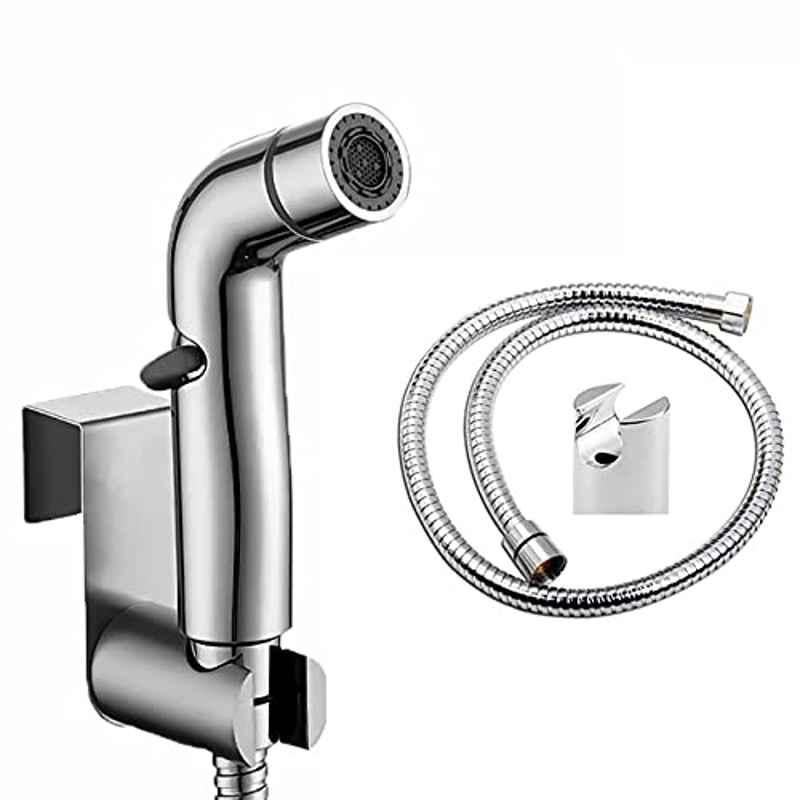 ZAP Stainless Steel Handheld Bidet Toilet Sprayer with Hose Pipe & Wall Hook