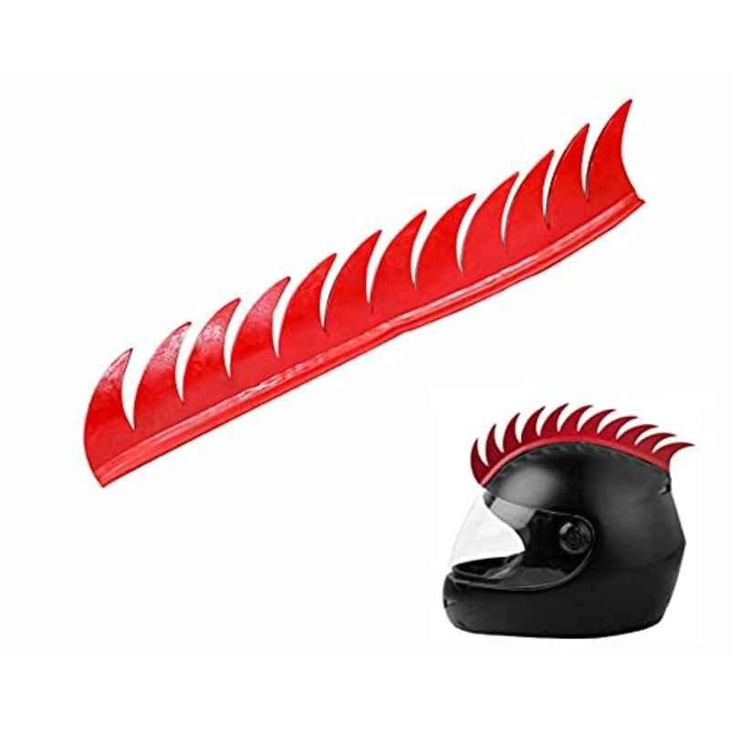 Miwings Cuttable Rubber Mohawk/Spikes Helmet Accessory For All Motorcycles Dirt Bike And Normal Helmets (Red)