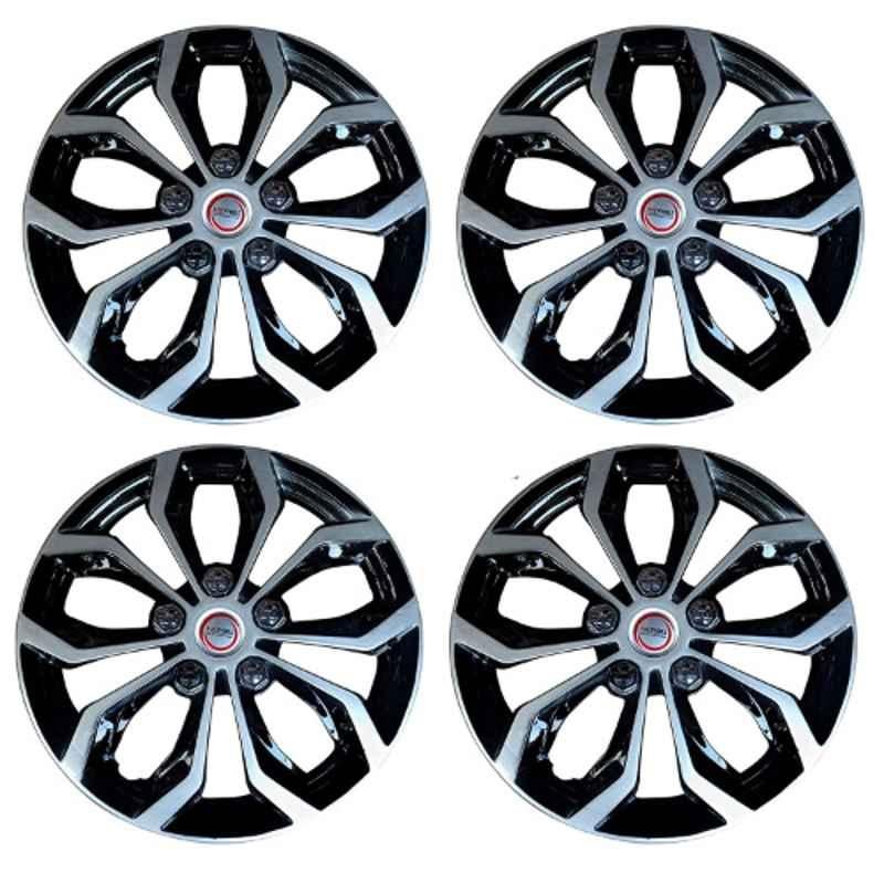 Hotwheelz 4 Pcs 15 inch Black & Silver Wheel Cover Set for All Cars, HWWC_PEARL_DC15