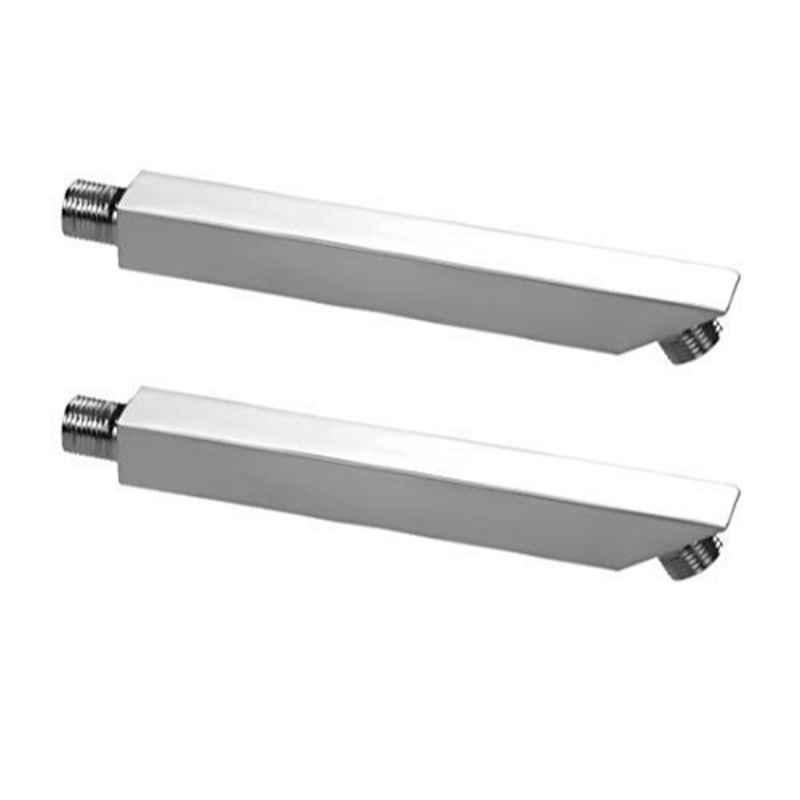 Torofy 9 inch Stainless Steel Silver Bathroom Overhead Square Shower Arm with Wall Flange (Pack of 2)