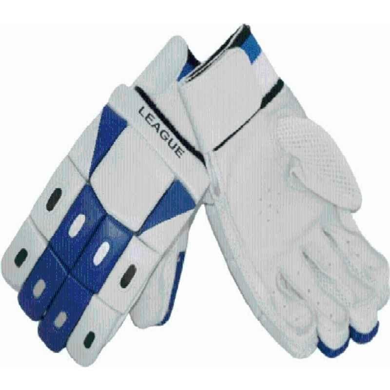 QUIT-X White & Blue Right Hand Professional Quality Batting Gloves