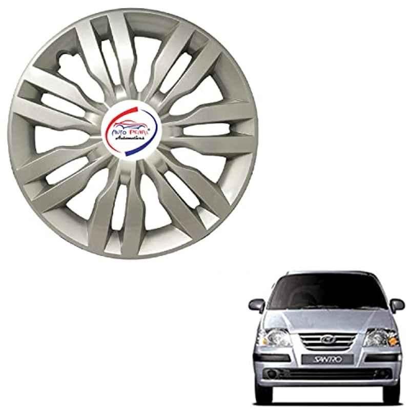 Auto Pearl 4 Pcs 13 inch ABS Silver DZRT4S13 Hubcap Wheel Cover Set with Retention Ring for Hyundai Santro