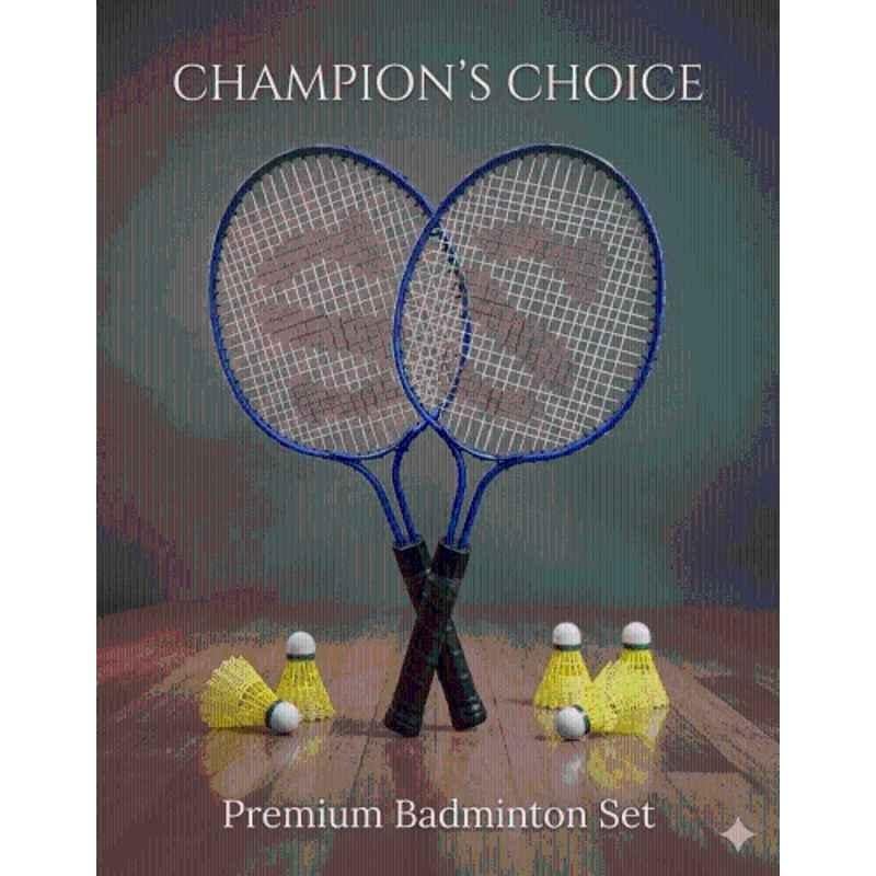 STYRKR Iron Multicolour Double Badminton Racquet Kit with Shuttle