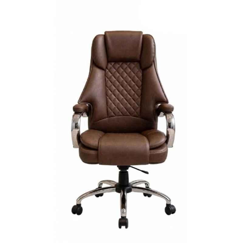 ZRF Leatherette Brown High Back Armrest Ergonomic Office Chair, ZRFA0536