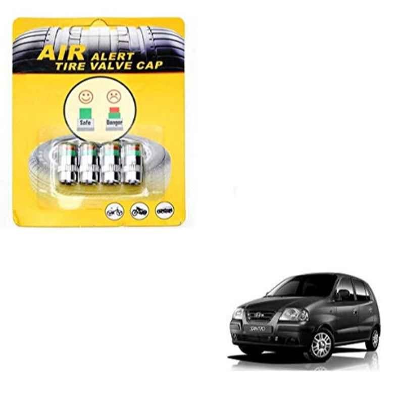 Kozdiko 4 Pcs Iron Air Pressure Alert Car Tyre Valve Caps Set for Hyundai Santro Xing