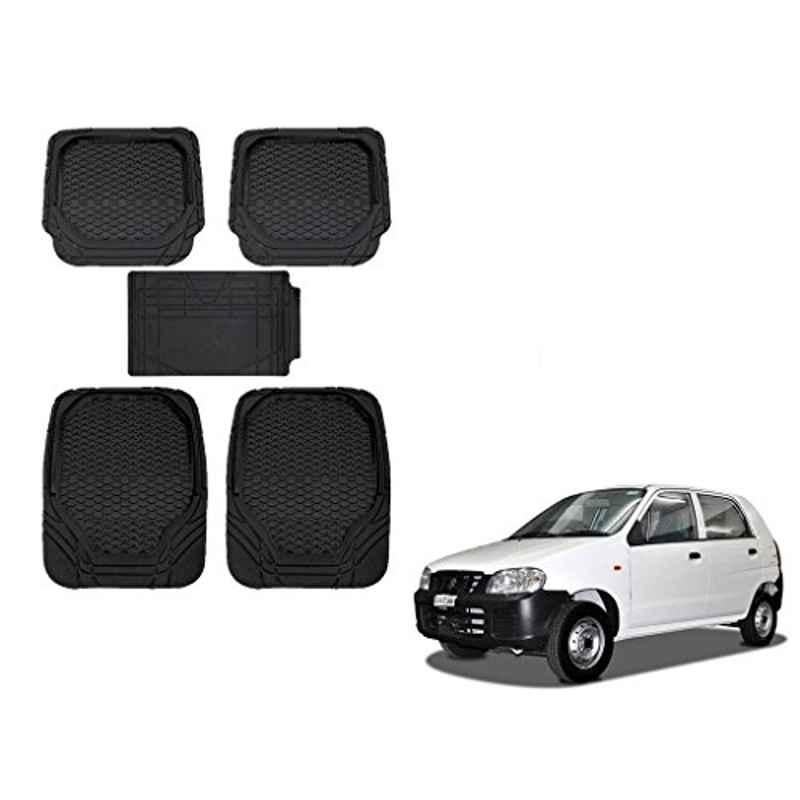Kozdiko 8855TW 5 Pcs Rubber Black Rubber Car Mat Set for Maruti Alto