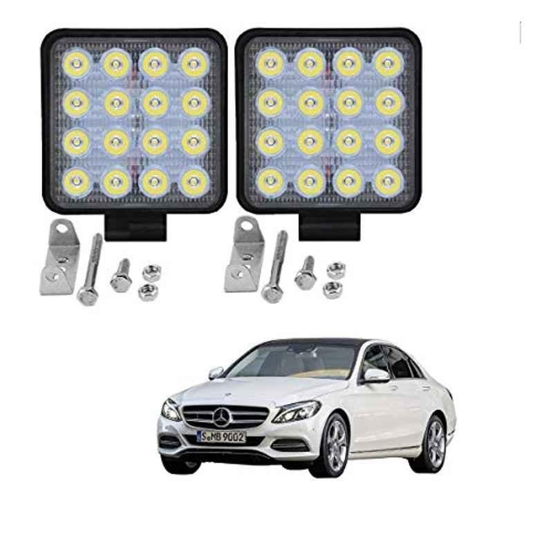 Kozdiko 2 Pcs 48W 16 LED White Bright Beam Square Fog Light Set for Mercedes Benz C-Class, koz_92772