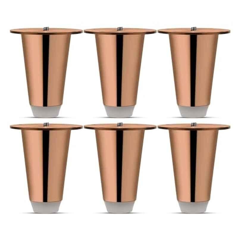 Plantex 3 inch Stainless Steel Rose Gold Sofa Legs with Rubber Grip (Pack of 6)