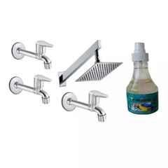 Fastgear 5 Pcs Fusion Stainless Steel Silver Chrome Finish Faucet Set with Shower, FG1183