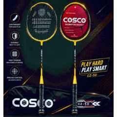Cosco CZ 50 200g Yellow & Black Strung Badminton Racquet (Pack of 2)