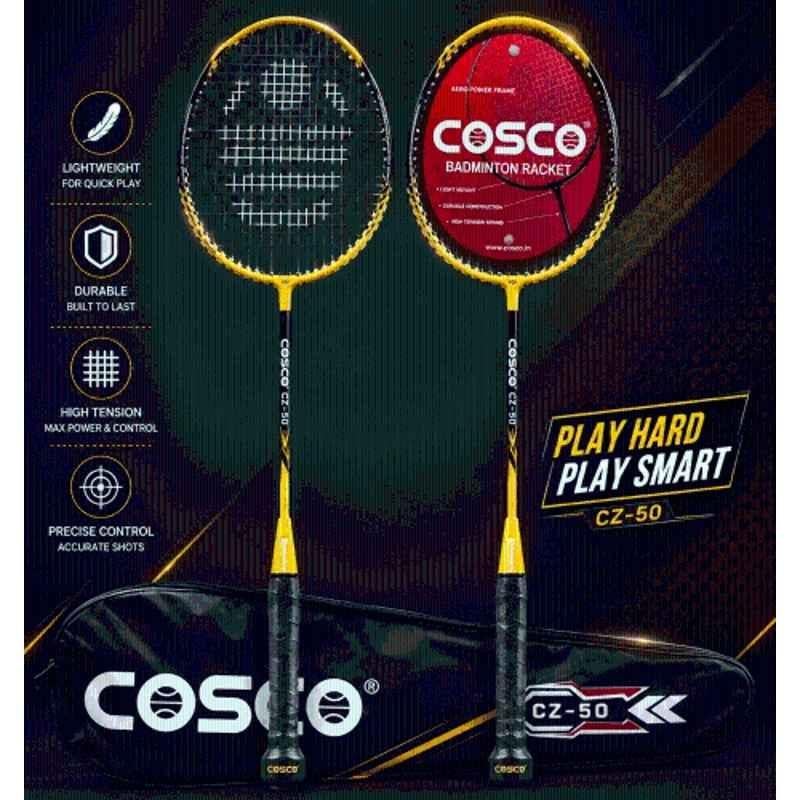 Cosco CZ 50 200g Yellow & Black Strung Badminton Racquet (Pack of 2)