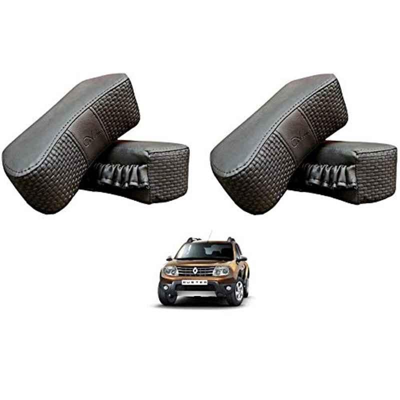 Kozdiko 4 Pcs CV Designer Grey Leatherite Neck Rest Car Cushion Pillow Set for Renault Duster