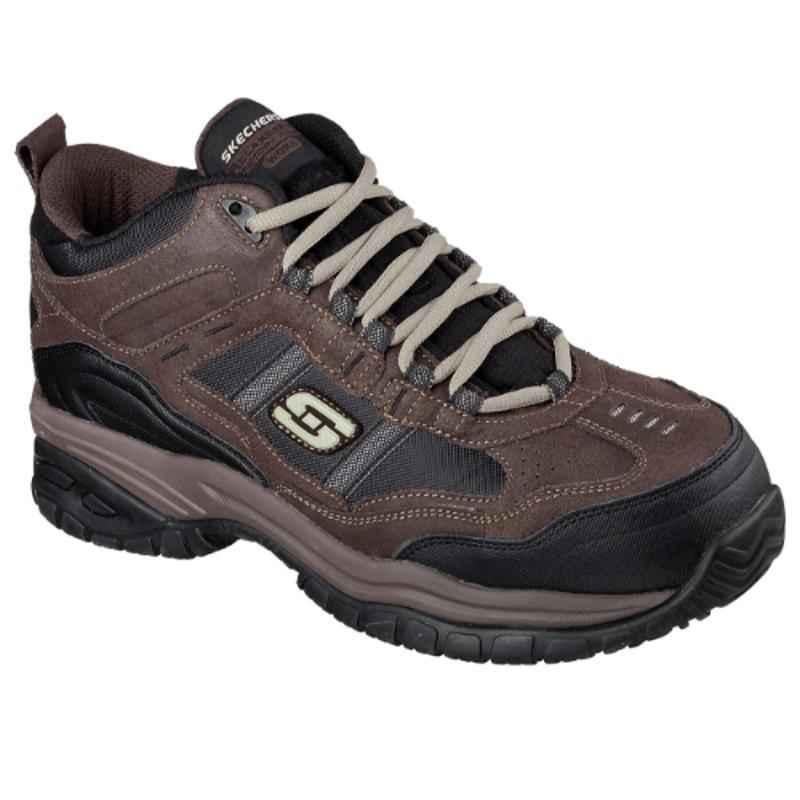 Skechers 77013 Leather Composite Toe Brown Work Safety Shoes, Size: 6