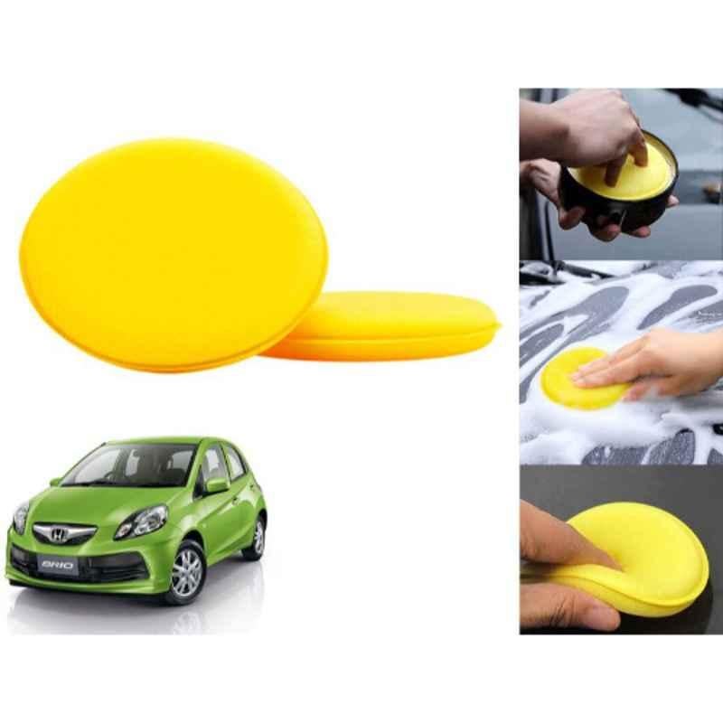 Auto Pearl Polyurethane Beige Washing & Waxing Polish Foam Sponge for Brio (Pack of 2)