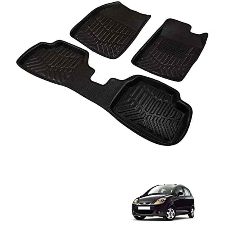 Kozdiko 3D Black Car Foot Mat Set for Chevrolet Spark, dshbdhb274