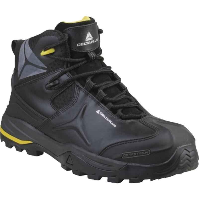 Deltaplus VE TW402 EH38 Leather Black Safety Shoes, Size: 38