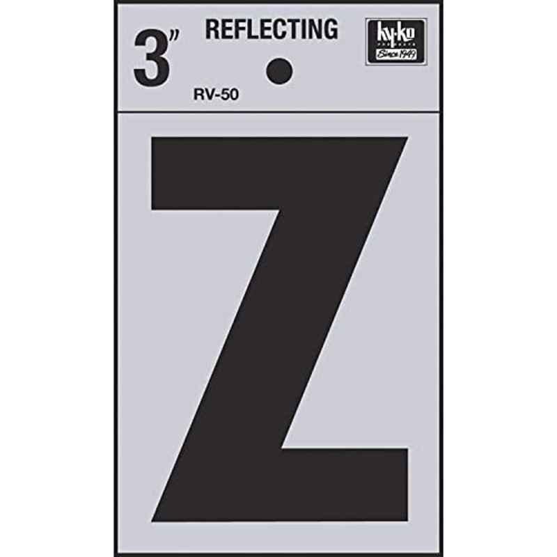HY-KO RV-50/Z 3 inch Vinyl Black Reflective Letter Z, 107135