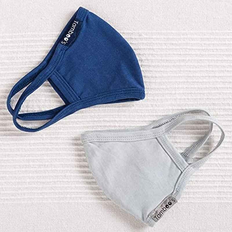 Tamboos 2 Layers Bamboo Cotton Blue Grey Soft Mask for Children (Pack of 2)