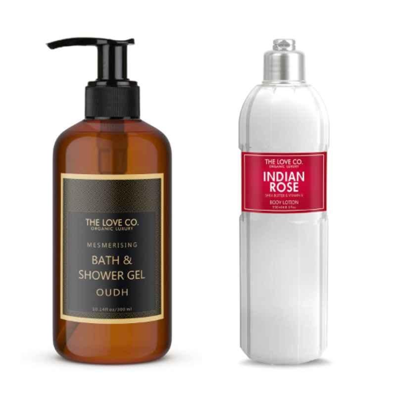 The Love Co. 2144 300ml Oudh Body Wash & 250ml Indian Rose Body Lotion Combo