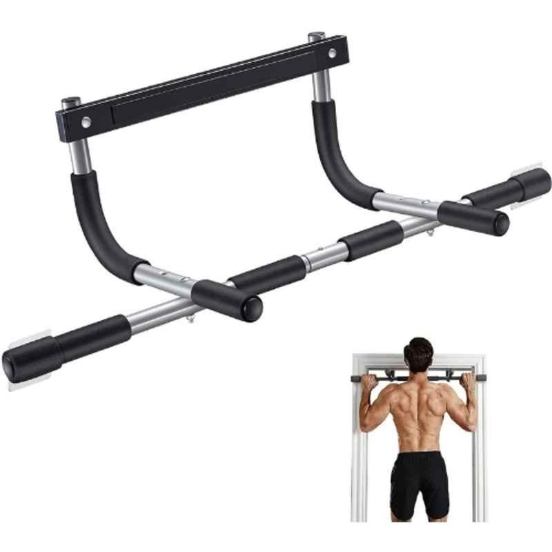Shopeleven Steel Black & Silver Portable Door Pull Up Bar for Strength Training