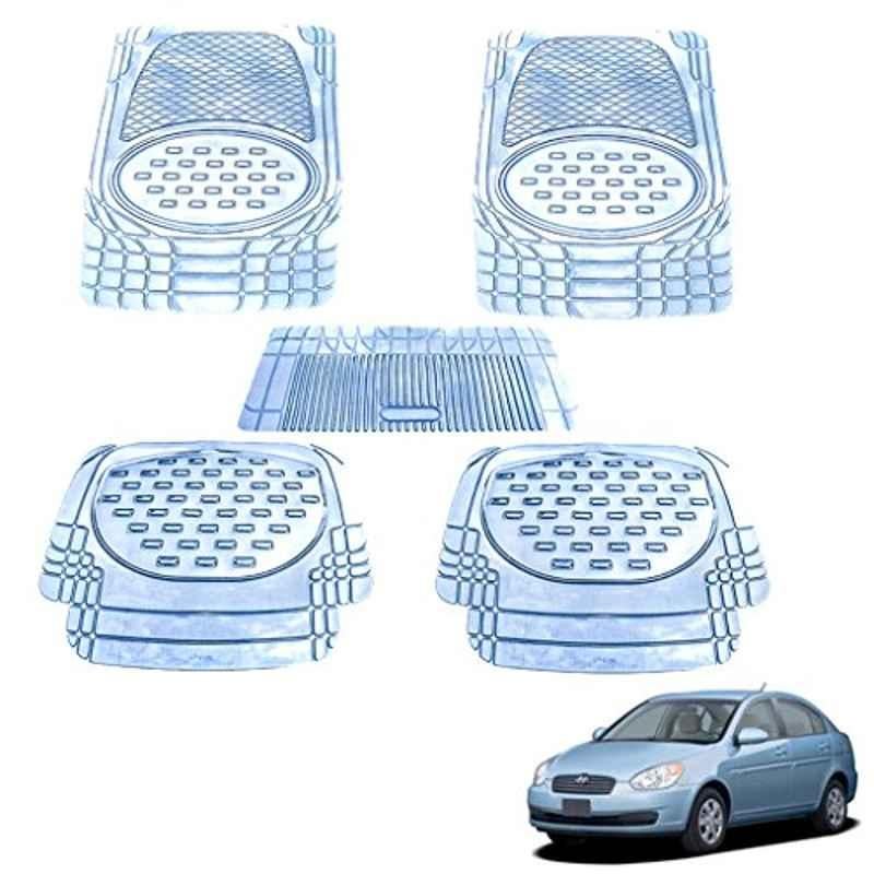 Kozdiko 5 Pcs 6605 PVC & Rubber Clear Car Foot Mat Set for Hyundai Verna Old