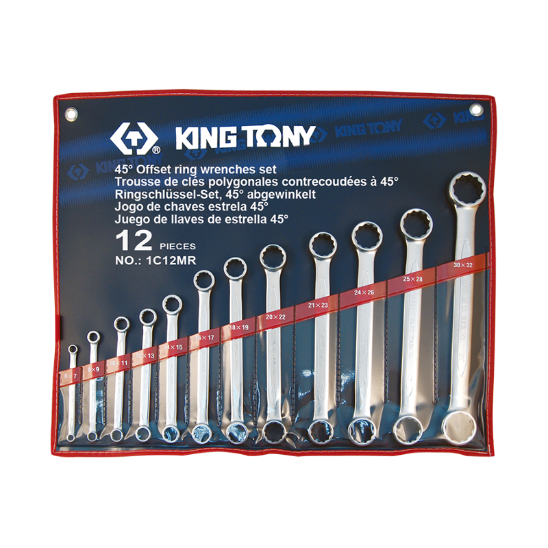 King Tony 12 PCS Straight Ring Wrench Set, 1C12MR