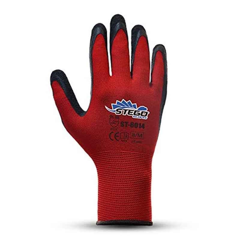 Stego Latex Red Mechanical & Multipurpose Safety Gloves, ST-6014, Size: M