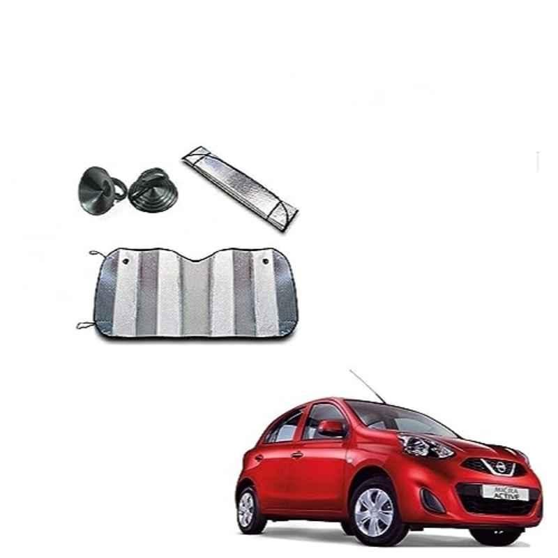 Kozdiko Aluminium Foil UV Protection Silver Windshield Sun Shade for Nissan Micra Active