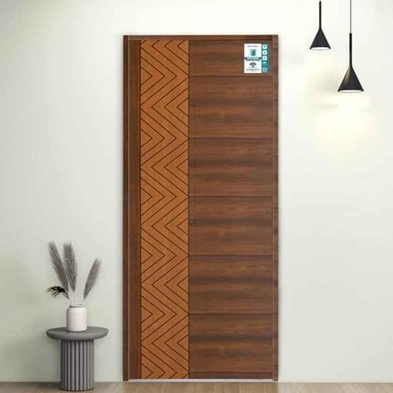 Plantex WPC Doors for Home (25mm-Thickness)/Waterproof Bathroom Door/2.25x6.5 Feet Wooden Finished Door for Office/Balcony/Kitchen, Density-550 (27x78 inch, 19.5kg-Ember Pattern)