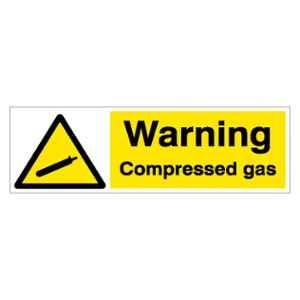 SUNSIGNS 450x150mm Vinyl & ACP Sheet Warning Compressed Gas Signage, SN0097VNLM3HPIFAL