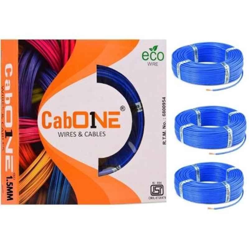 CabONE 1.5 Sqmm Blue FR PVC Insulated Copper Cable, Length: 90 m (Pack of 3)