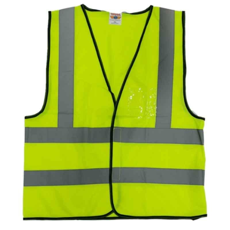 Taha Polyester Green Solid Safety Jacket, Size: XL