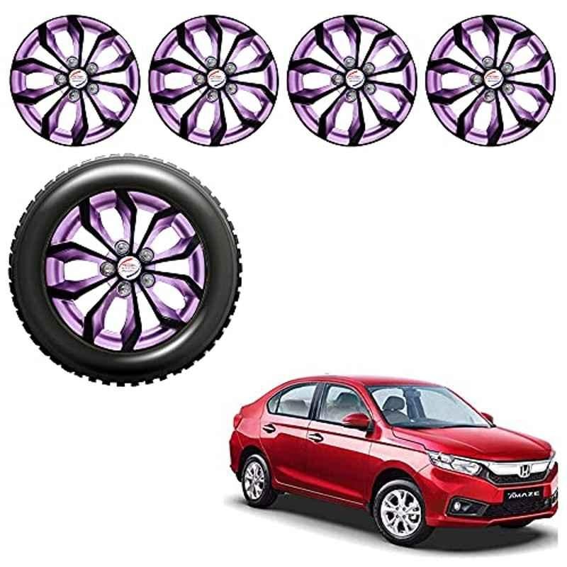 Auto Pearl 4 Pcs 14 inch ABS Black & Violet Car Wheel Cover Set for Honda Amaze 2018