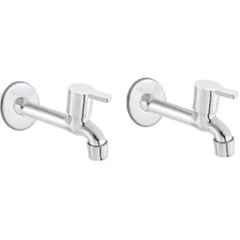 Senkiddpro Stainless Steel Chrome Finish Wall Mounted Long Body Tap (Pack of 2)
