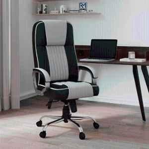 RM HOME Kinetic Z PU Leather High Back Cream Ergonomic Revolving Chair