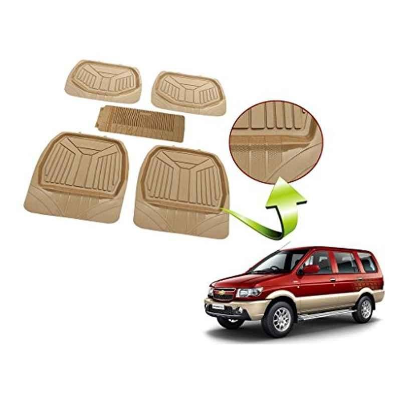 Kozdiko 5 Pcs Rubber Beige 3G Rubber Mat Set for Datsun Go+