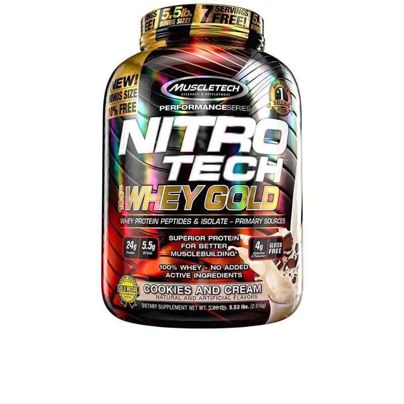 MuscleTech Nitrotech Whey Gold 5.5lbs Cookies and Cream Whey Protein