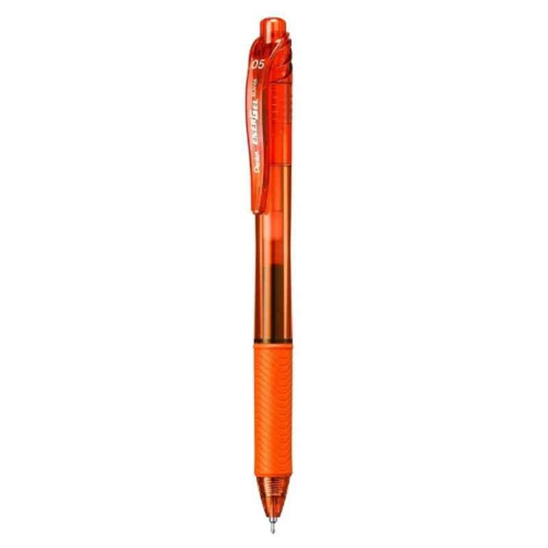 Pentel Energel-X 0.5mm Orange Needle Tip Retractable Pen, PE-BLN105-FH (Pack of 12)