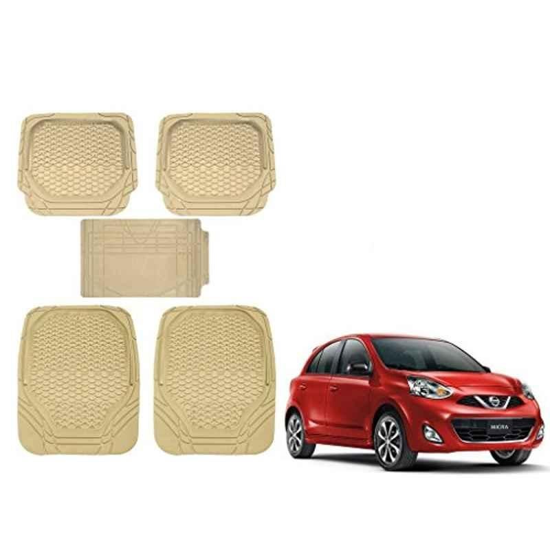 Kozdiko 5 Pcs 8855TW Beige Car Foot Mat Set for Nissan Micra Active, koz_34217
