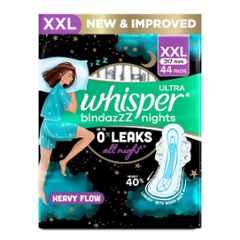 Whisper 44 Pcs Ultra White Cotton Disposable Sanitary Pad Packet, Size: XXL