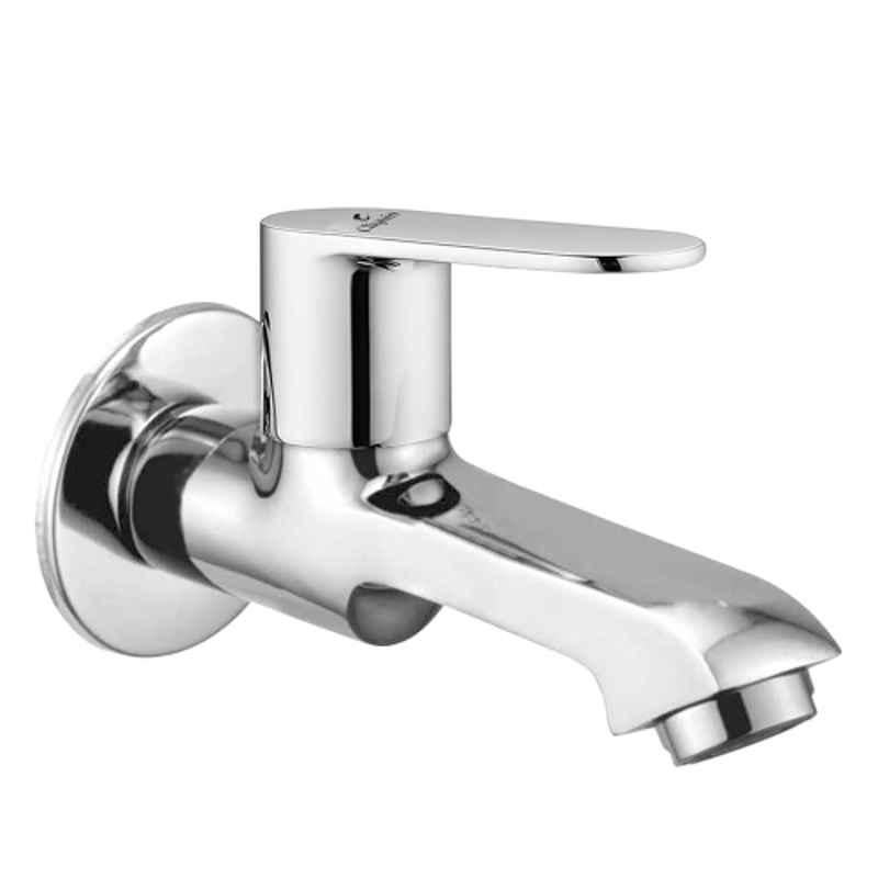 Cliquin Opal Brass Silver Chrome Finish Wall Mount Long Body Tap for Bathroom & Kitchen