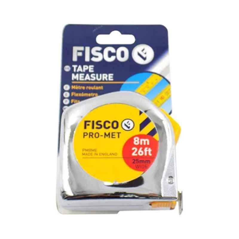 Fisco FPM 8 8m Polyester Silver & Yellow Measuring Tape