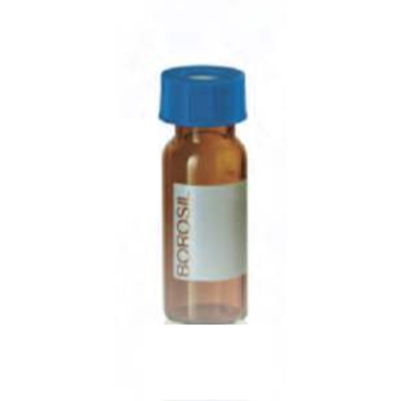 Borosil 100 Pcs 2ml Silicone Amber Screw Neck Vial with 9mm Screw Cap, VC02A109PBS113 (Pack of 10)