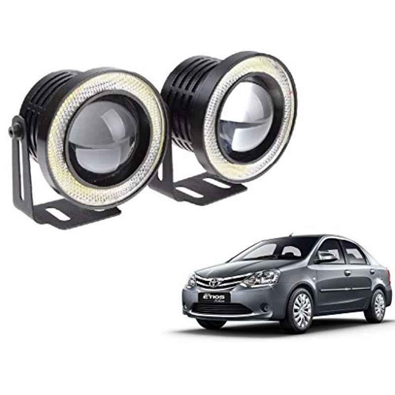 Kozdiko 2 Pcs 15W 3.5 inch High Power White LED Projector COB Fog Light Set with White Angel Eye Ring for Toyota Etios, koz_72507