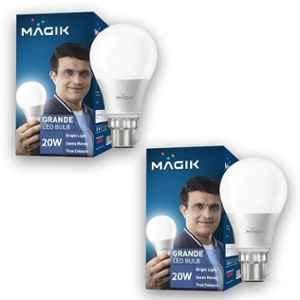 Magik Grande 20W 6500K B22 Cool White LED Bulb (Pack of 2), LUGR020CP4173E2