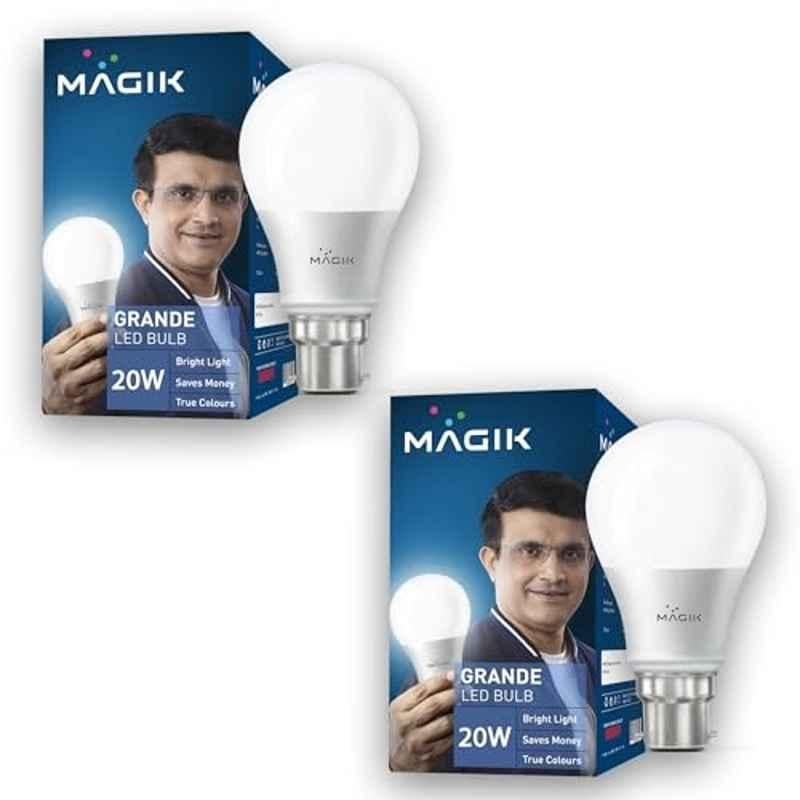 Magik Grande 20W 6500K B22 Cool White LED Bulb (Pack of 2), LUGR020CP4173E2